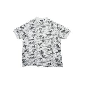 Chaps Men’s Polo Shirt XXL White Palm Tree Print Short Sleeve Tropical Cotton